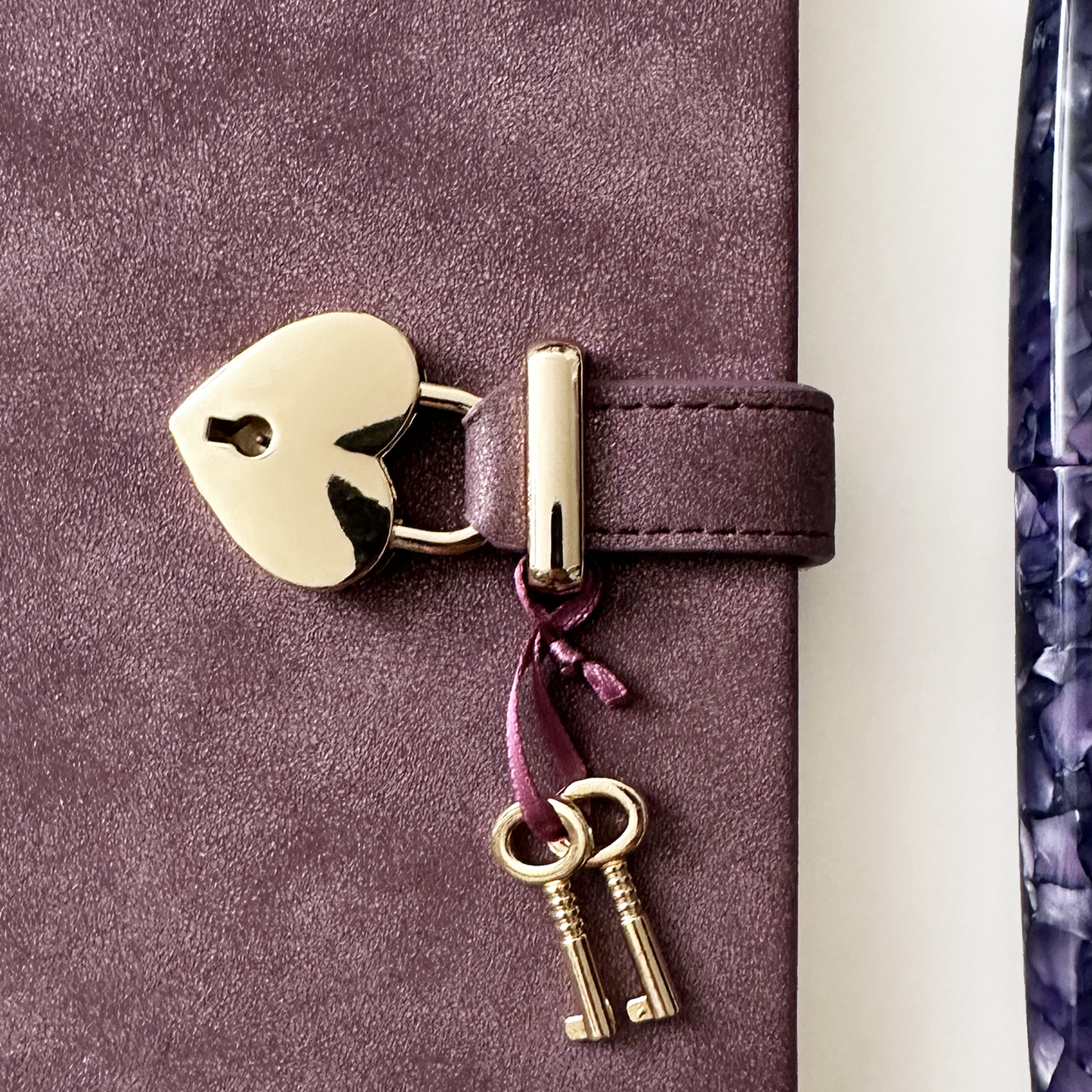 Heart-Lock Journal – Dusty Plum Vegan Leather, 320 Pages
