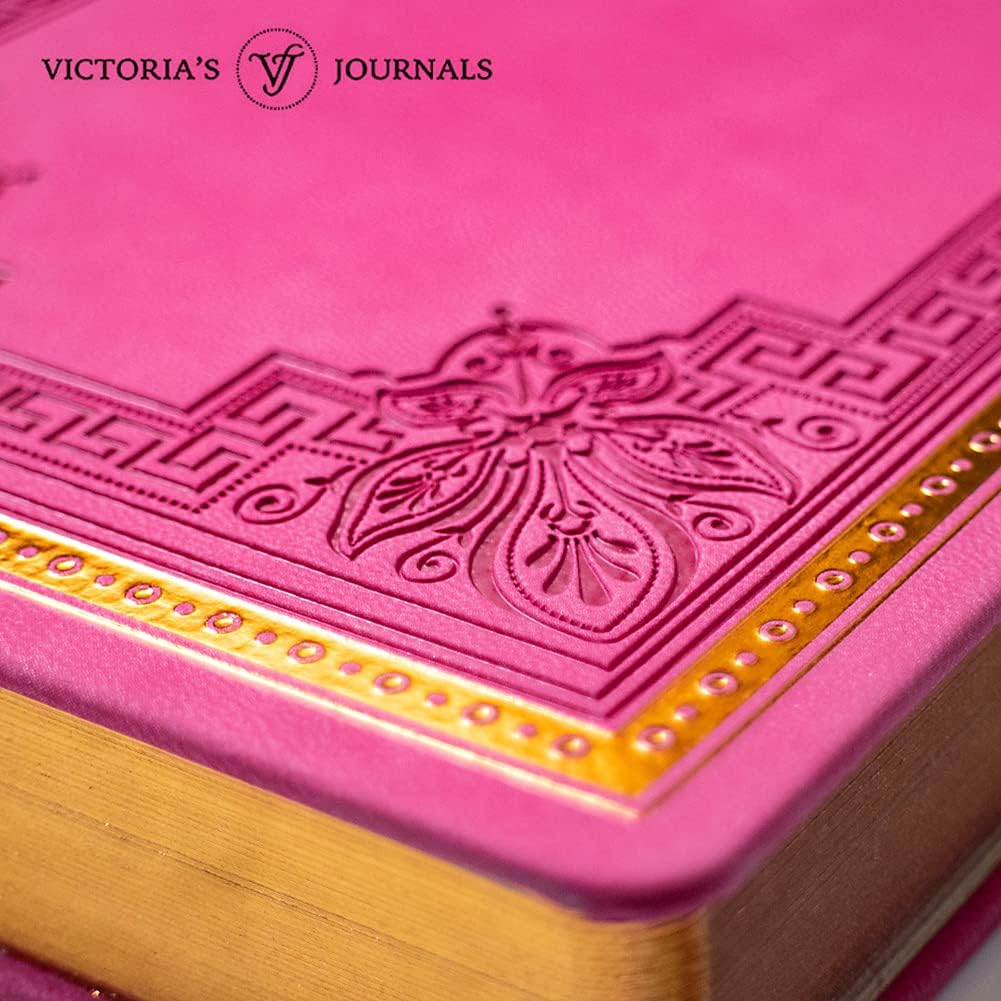 Victoria's Journals Vintage Style Diary for Men and Women – Use it for Writing, Note Taking, Poetry, Travel, Gratitude, Mindfulness, Self-Help, Daily Affirmations or a Prayer Journal 320p. (Pink)