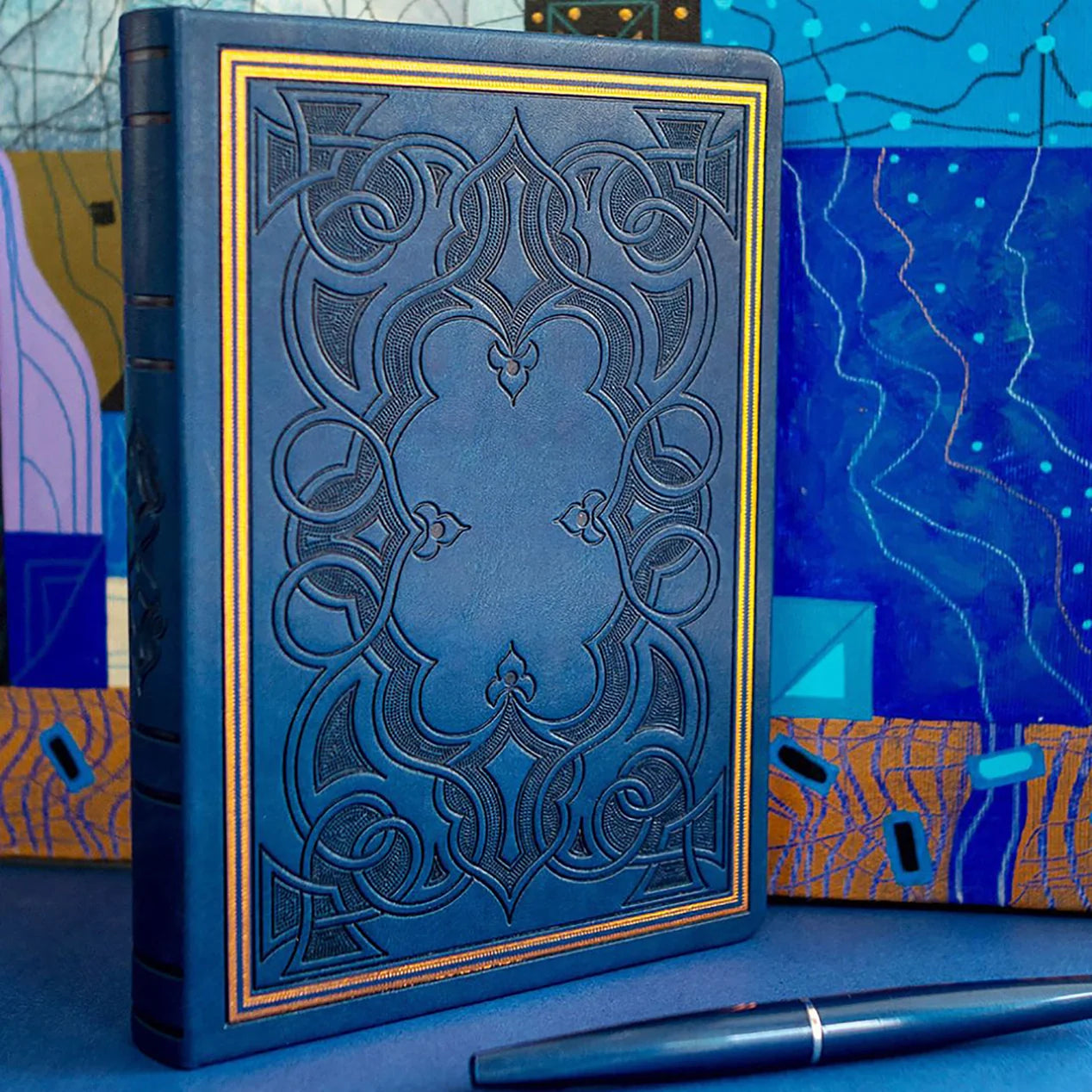 Victoria's Journals Vintage Style Diary for Men and Women – Use it for Writing, Note Taking, Poetry, Travel, Gratitude, Mindfulness, Self-Help, Daily Affirmations or a Prayer Journal 320p. (Dark Blue)