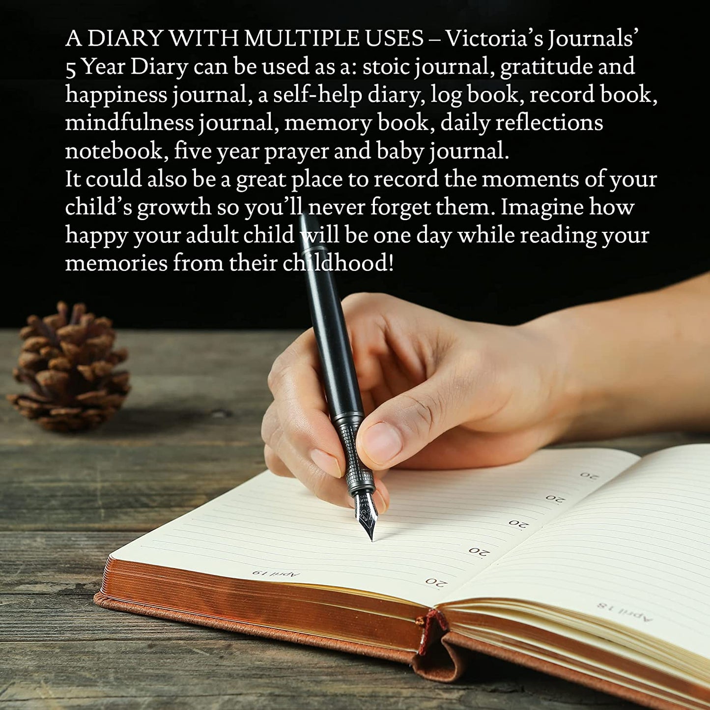 Five-Year Vintage Look Diary (Motivational, Prayer, Gratitude, Mindfulness, Self-Help and Daily Affirmations) 4.64x6.6", 394p. (Red)