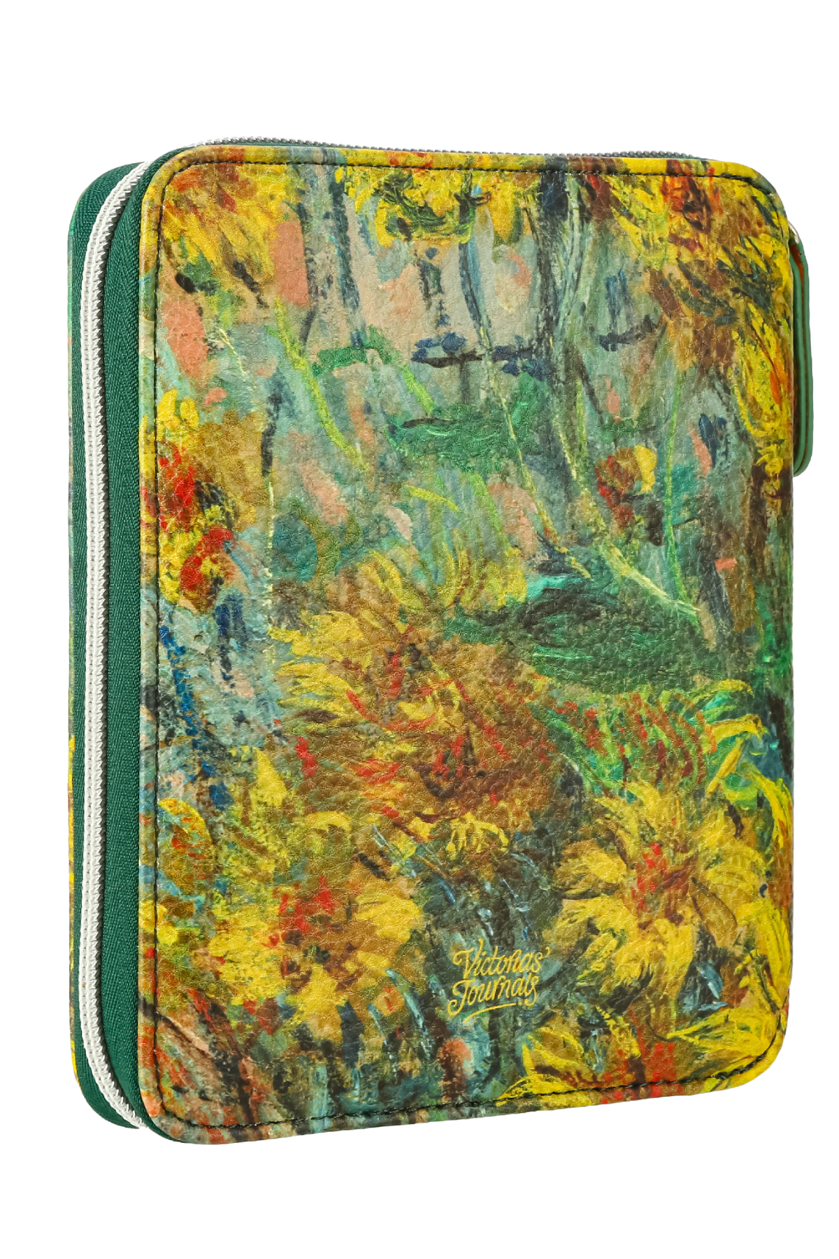 Zippered Vegan Leather Portfolio Notebook / Diary (Sunflorals)