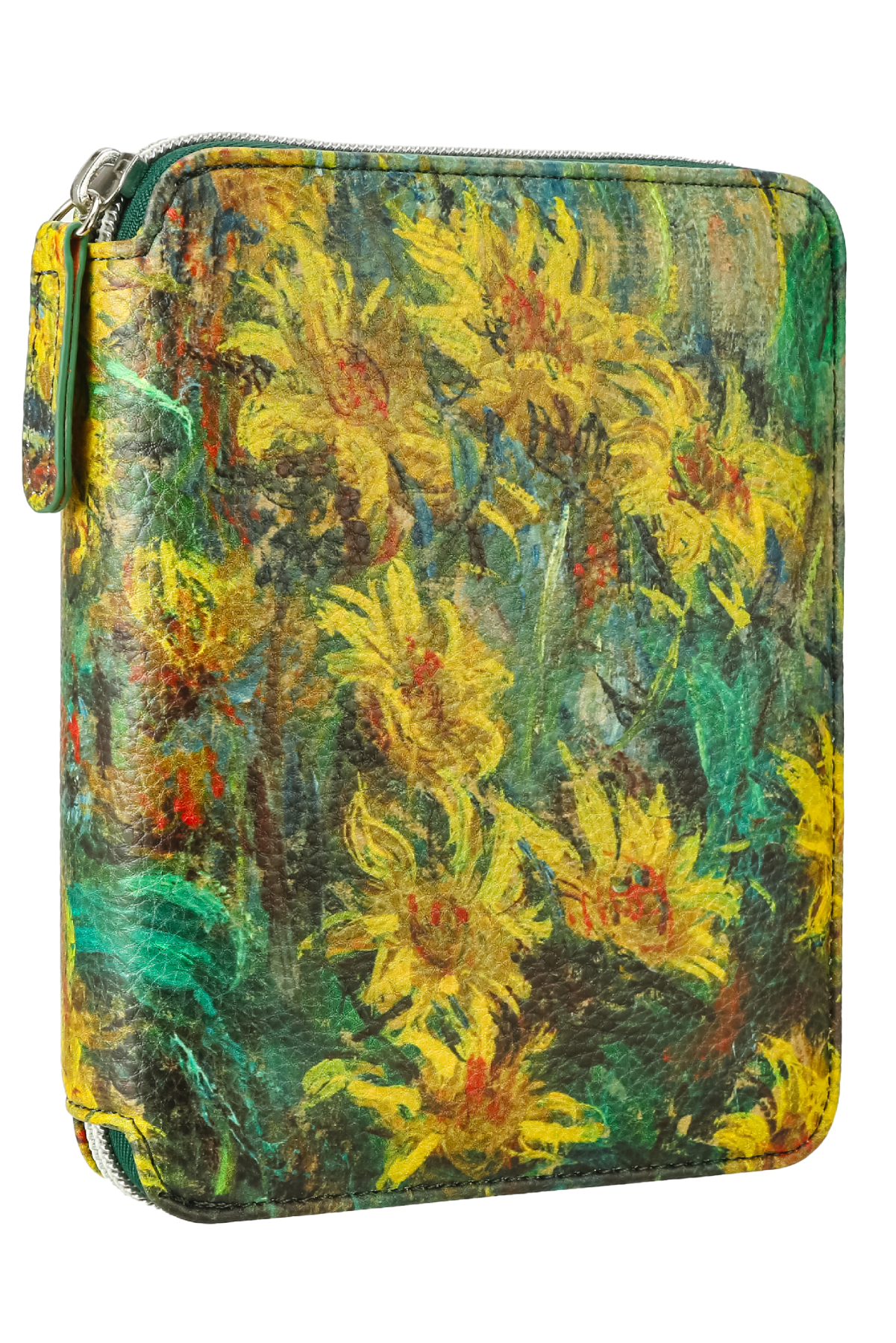 Zippered Vegan Leather Portfolio Notebook / Diary (Sunflorals)
