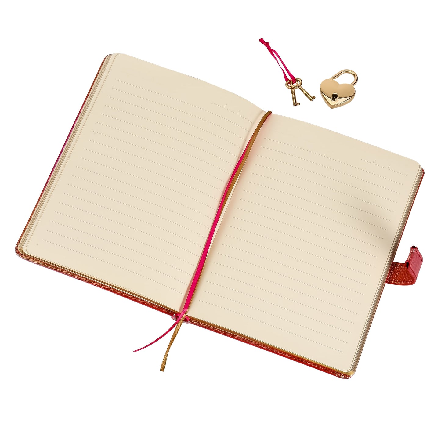 Heart-Lock Journal – Metallic Magenta Vegan Leather, 320 Pages