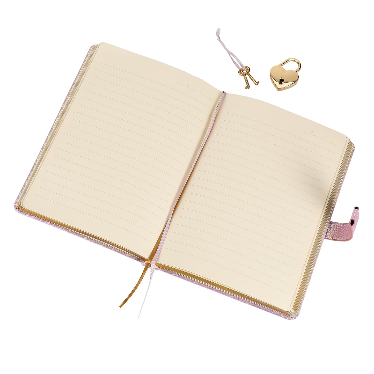 Heart-Lock Journal – Metallic Pink Vegan Leather, 320 Pages
