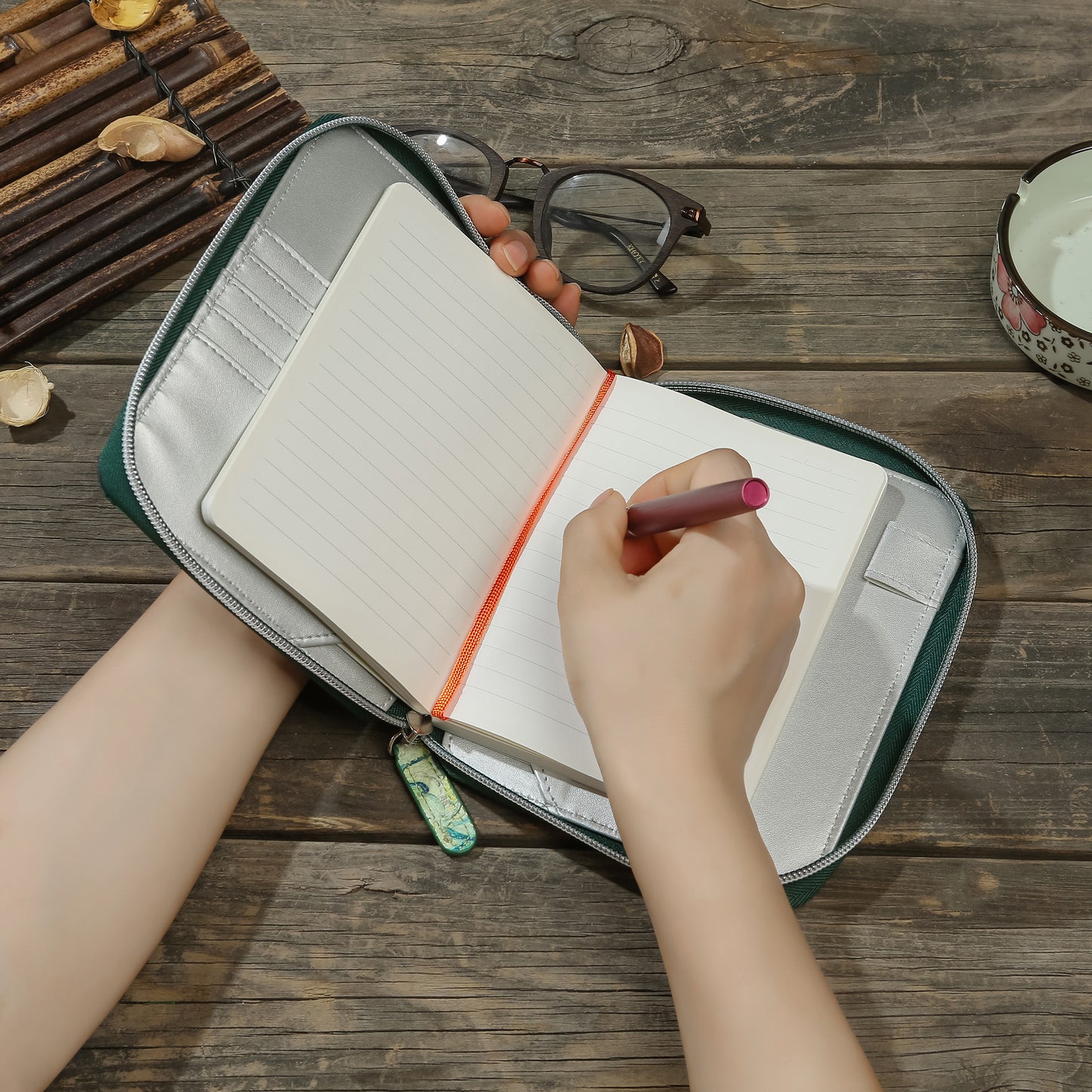 Zippered Vegan Leather Portfolio Diary (Dawn)