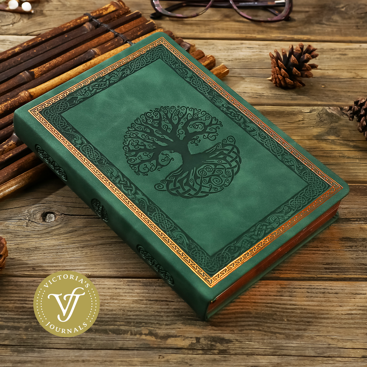 Antique Vintage Celtic Moss Diary – 320-Page Vegan Leather Journal