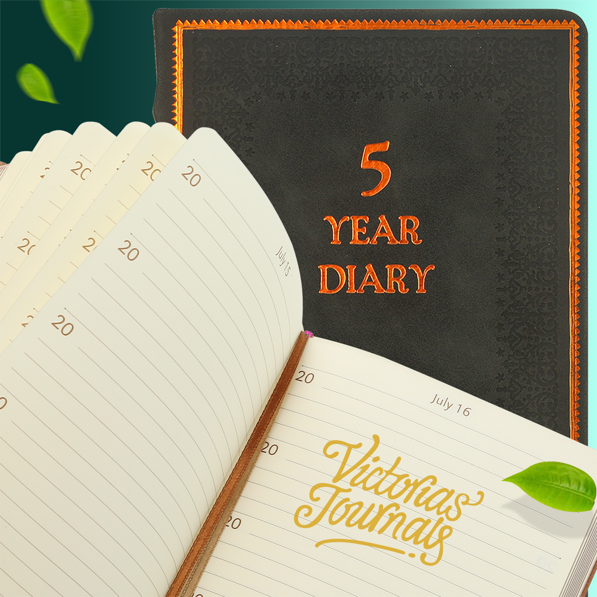 Five-Year Vintage Look Diary (Motivational, Prayer, Gratitude, Mindfulness, Self-Help and Daily Affirmations) 4.64x6.6", 394p. (Black)
