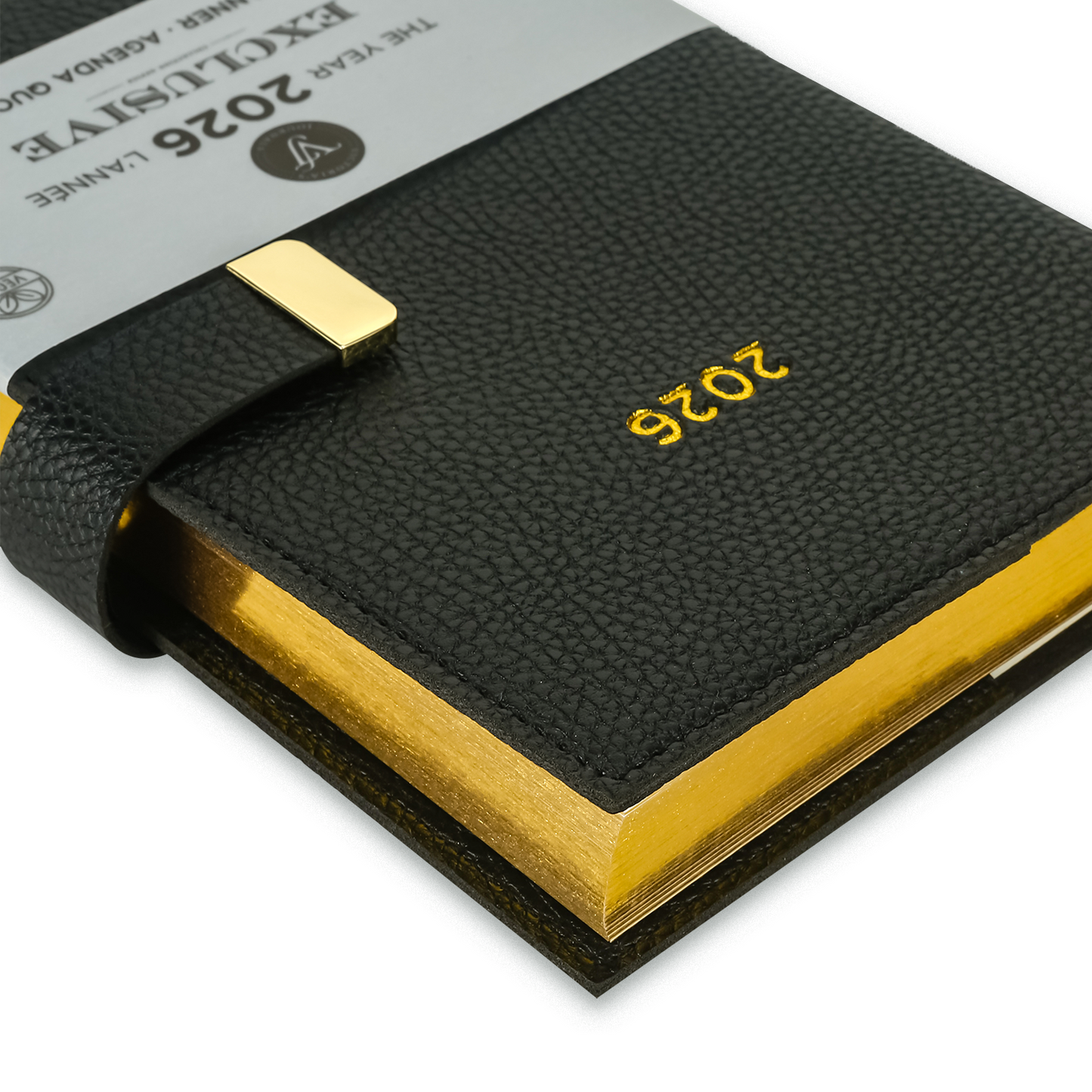 2026 Black Exclusive Daily Planner — Vegan Leather with Gold Clasp (5.7" × 8.1", Bilingual, One-Day-Per-Page)