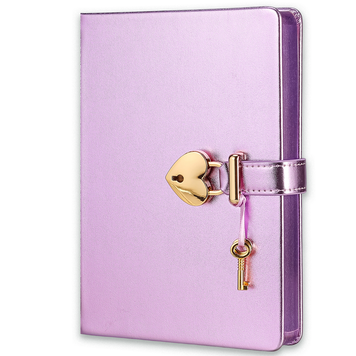 Heart-Lock Journal – Metallic Purple Vegan Leather, 320 Pages