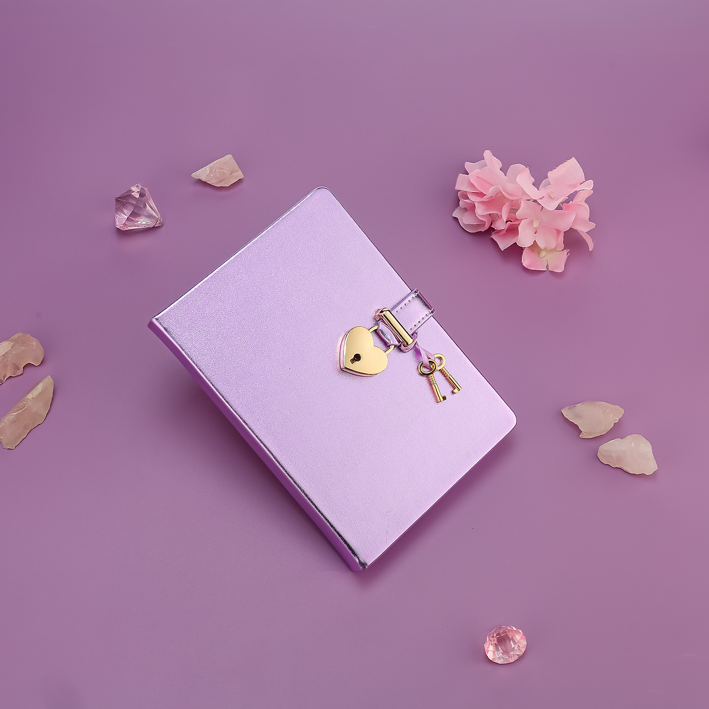 Heart-Lock Journal – Metallic Purple Vegan Leather, 320 Pages