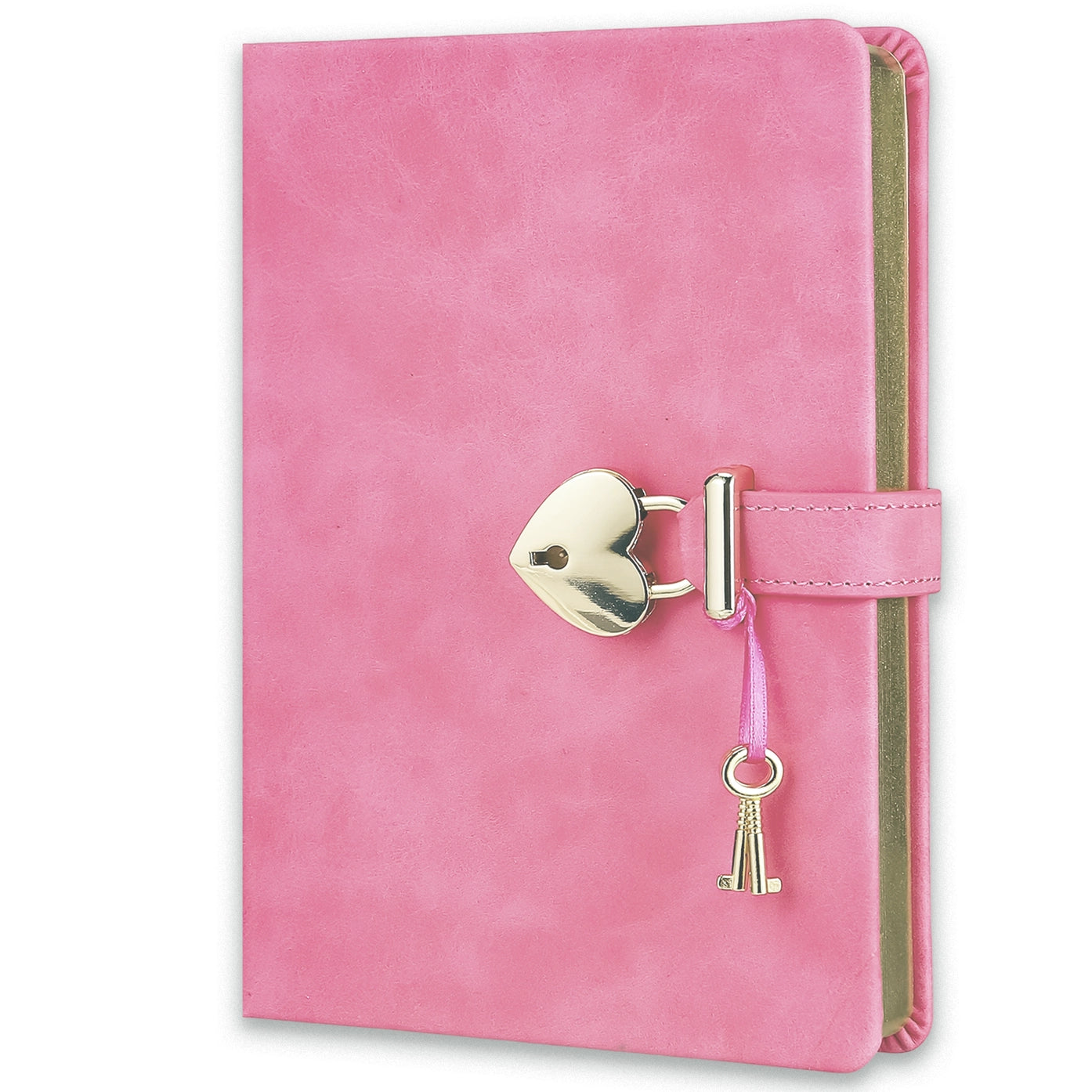 Heart-Lock Journal – Pastel Pink Vegan Leather, 320 Pages