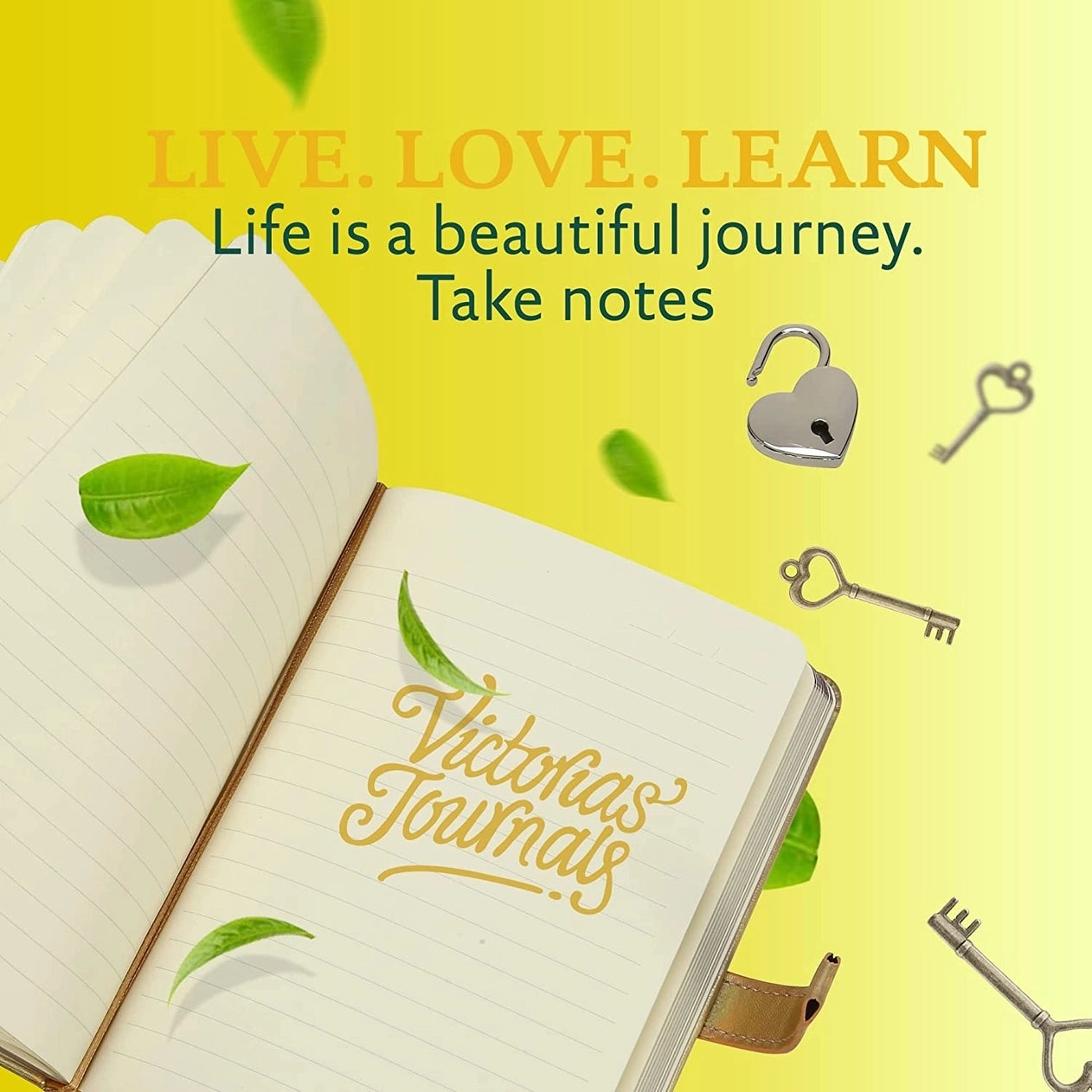 Heart-Lock Journal – Pastel Blue Vegan Leather, 320 Pages