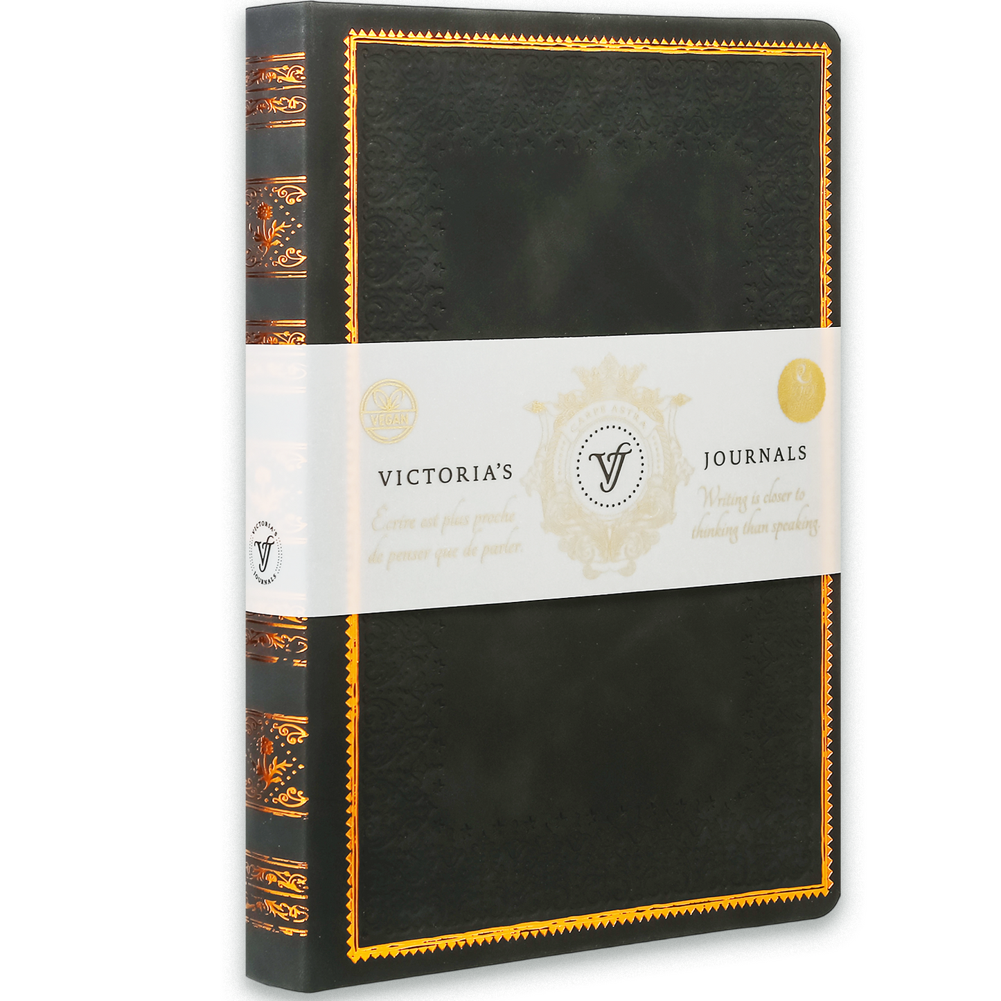 Antique Vintage Black Diary – 320-Page Vegan Leather Journal