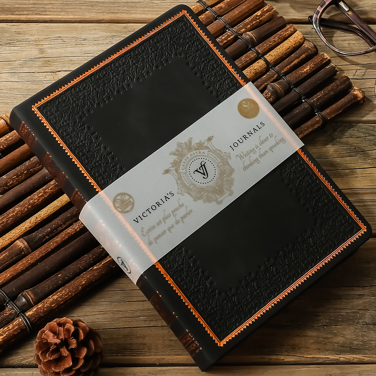 Antique Vintage Black Diary – 320-Page Vegan Leather Journal