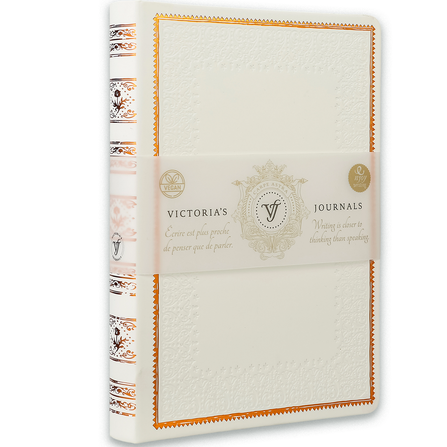 Antique Vintage Lily White Diary – 320-Page Vegan Leather Journal