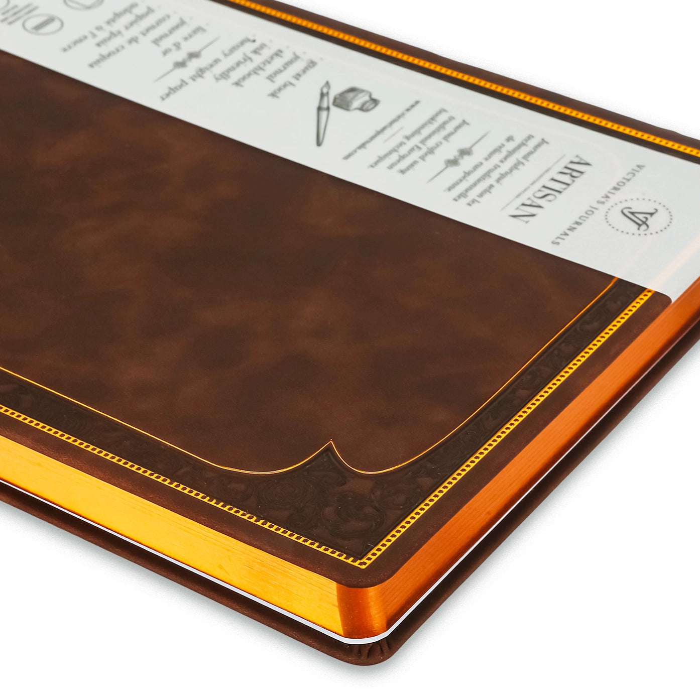 Large Artisan Heritage Journal – Rich Satin Brown, 192 Blank Pages, Bronze Gilded Edges