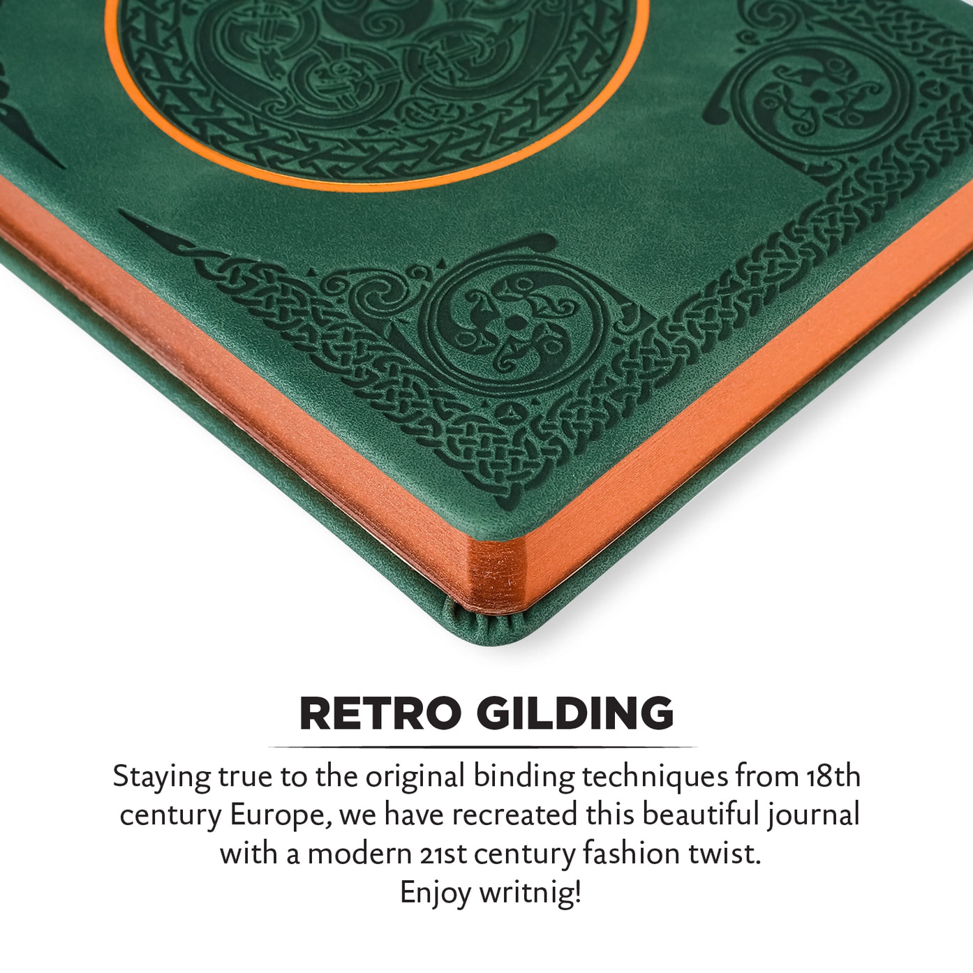 Vintage Renaissance Celtic Green Diary – Vegan Leather, 256 Pages