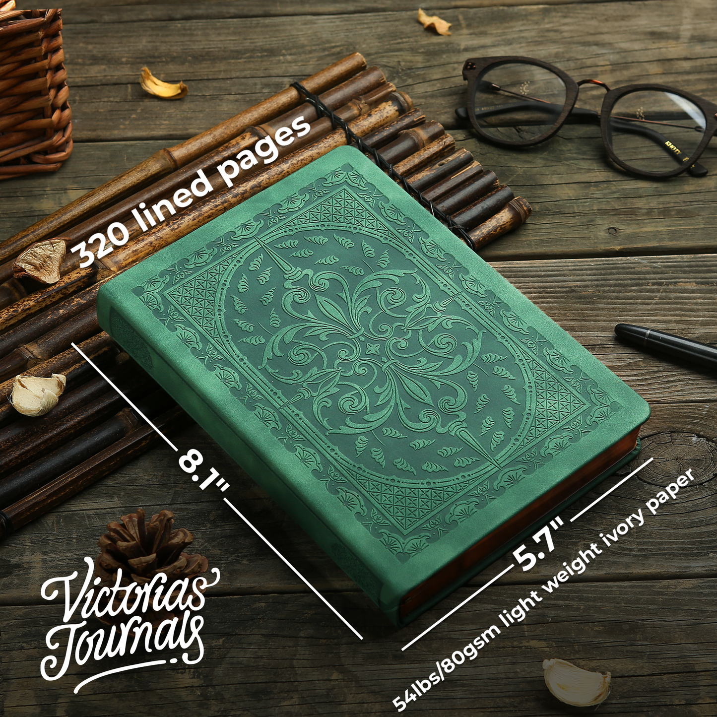 Antique Vintage Green Diary – Vegan Leather Journal (320 Pages)