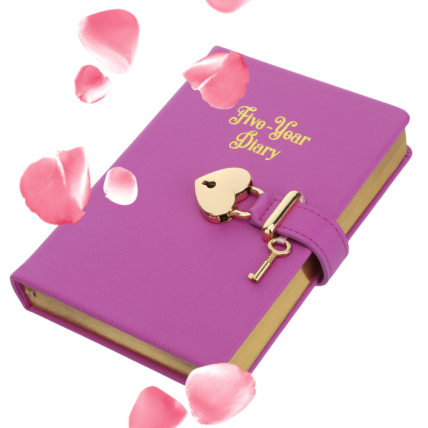 5 Year Diary for Women and Girls: Five-Year Happiness, Memory and Daily Journal with Heart Lock - 4.7x6.5", 394pages (Purple)