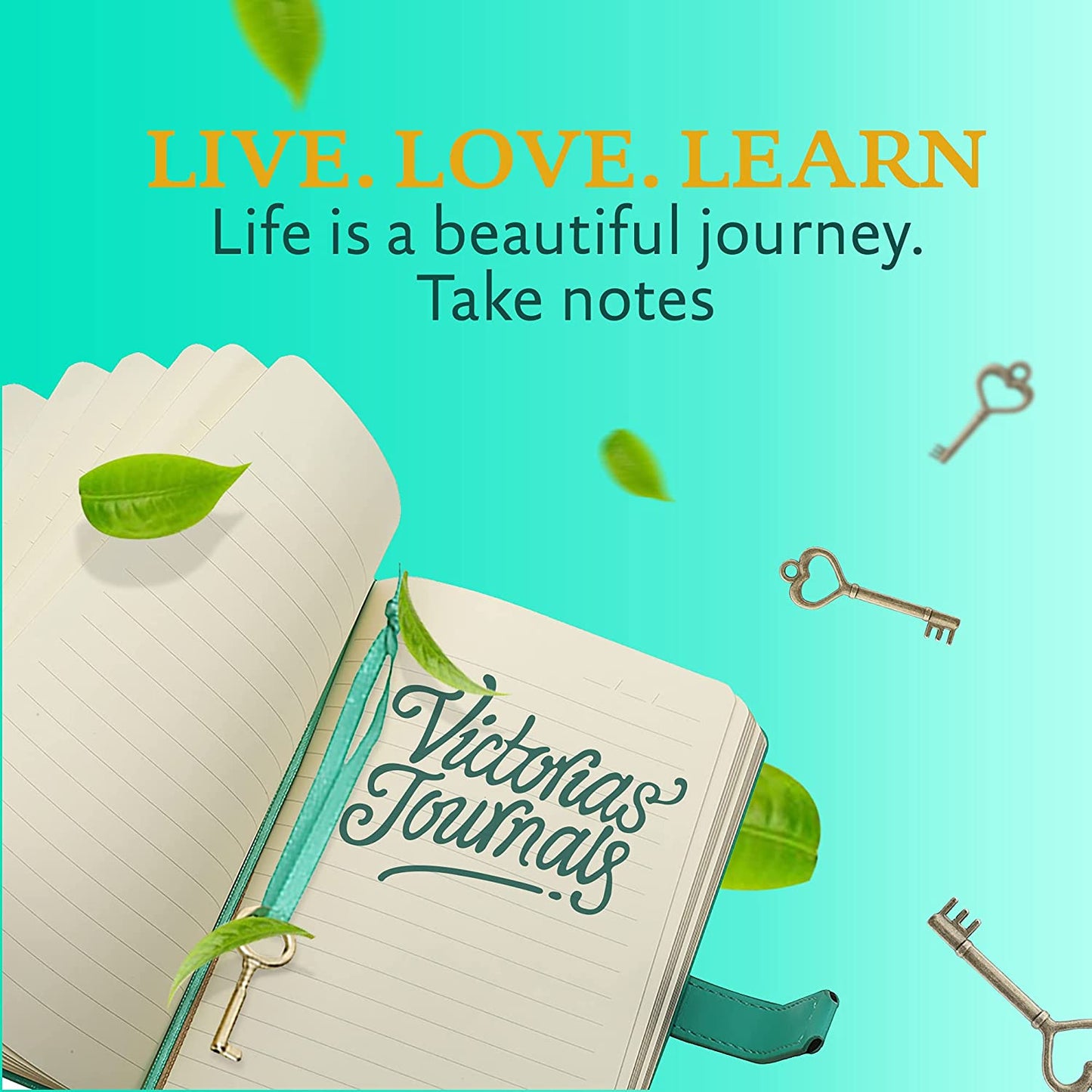 Heart-Lock Journal – Mint Green Vegan Leather, 320 Pages