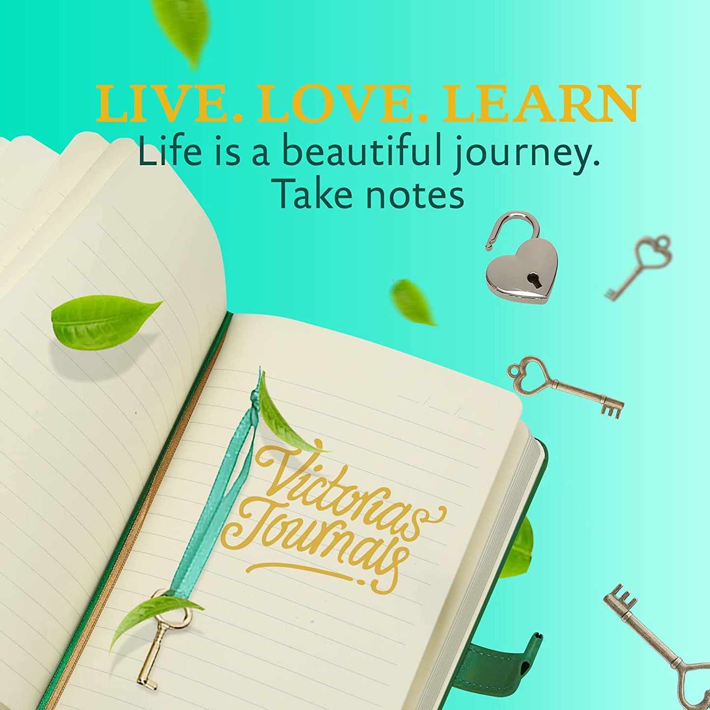 Heart-Lock Journal – Forest Green Vegan Leather, 320 Pages