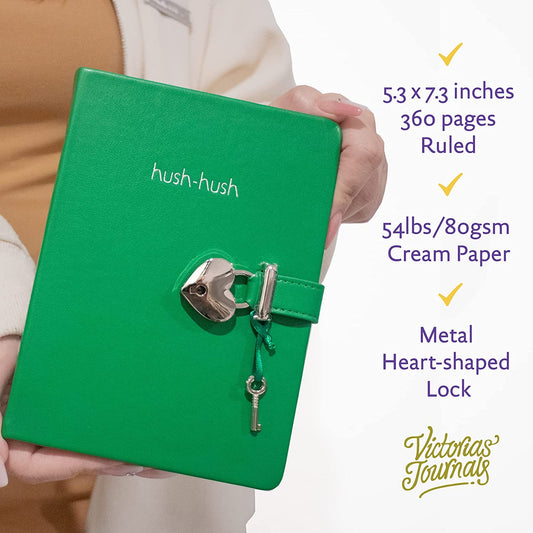 Heart-Lock Journal – Forest Green Vegan Leather, 320 Pages