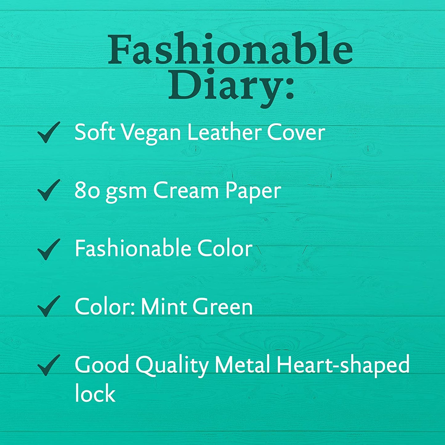 Heart-Lock Journal – Mint Green Vegan Leather, 320 Pages