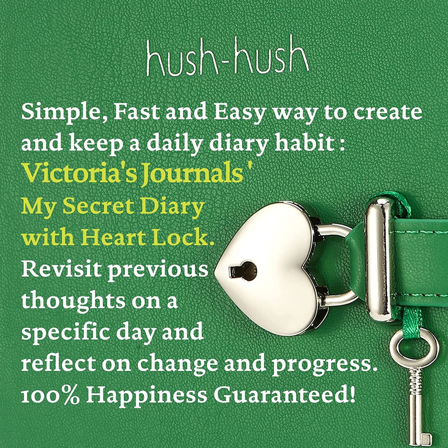 Heart-Lock Journal – Forest Green Vegan Leather, 320 Pages