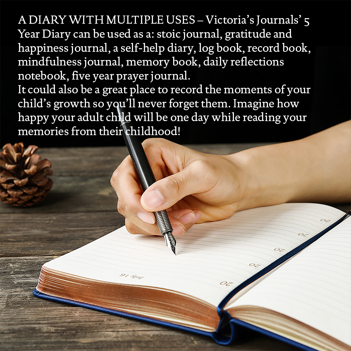 Five-Year Vintage Look Diary (Motivational, Prayer, Gratitude, Mindfulness, Self-Help and Daily Affirmations) 4.64x6.6", 394p. (Green)