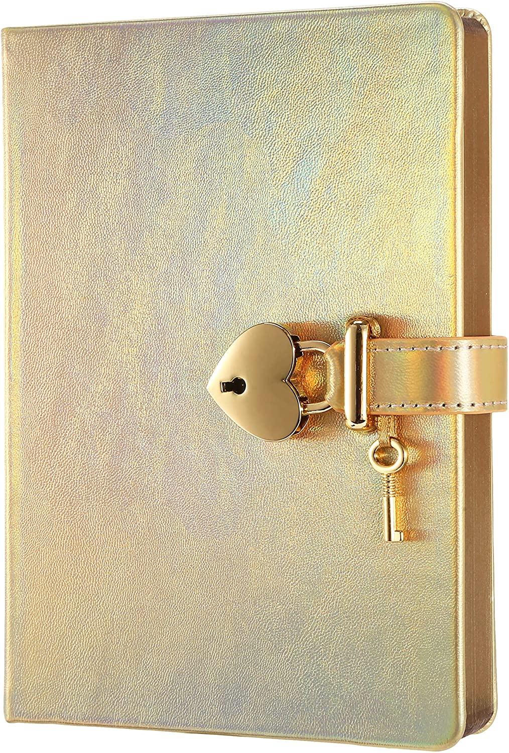 Heart Shaped Lock Journal with Key for Girls, Vegan Leather Cover, 320 pages, Iridescent Lilac Cute Locking Secret Notebook College-ruled – Victoria's Journals gold