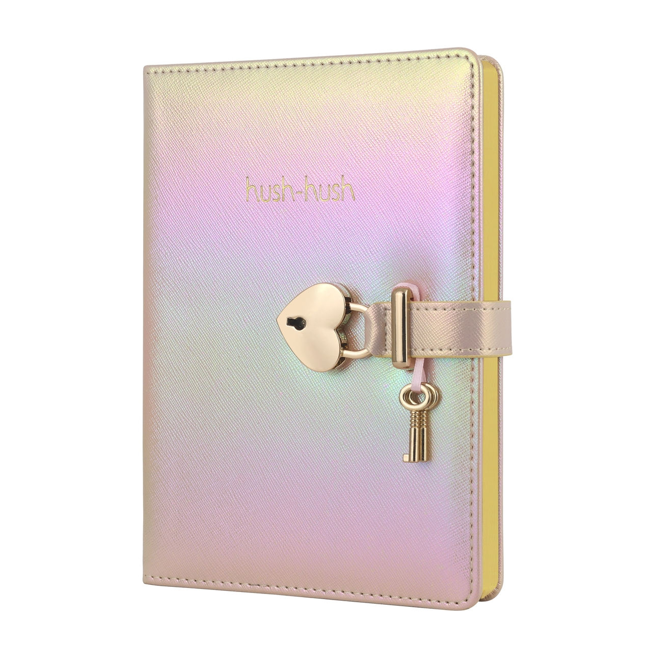 Heart Shaped Lock Journal with Key for Girls, Vegan Leather Cover, 5.3x7.3 inches, 320 pages, Iridescent Lilac. Cute Locking Secret Notebook, College-ruled – Victoria's Journals