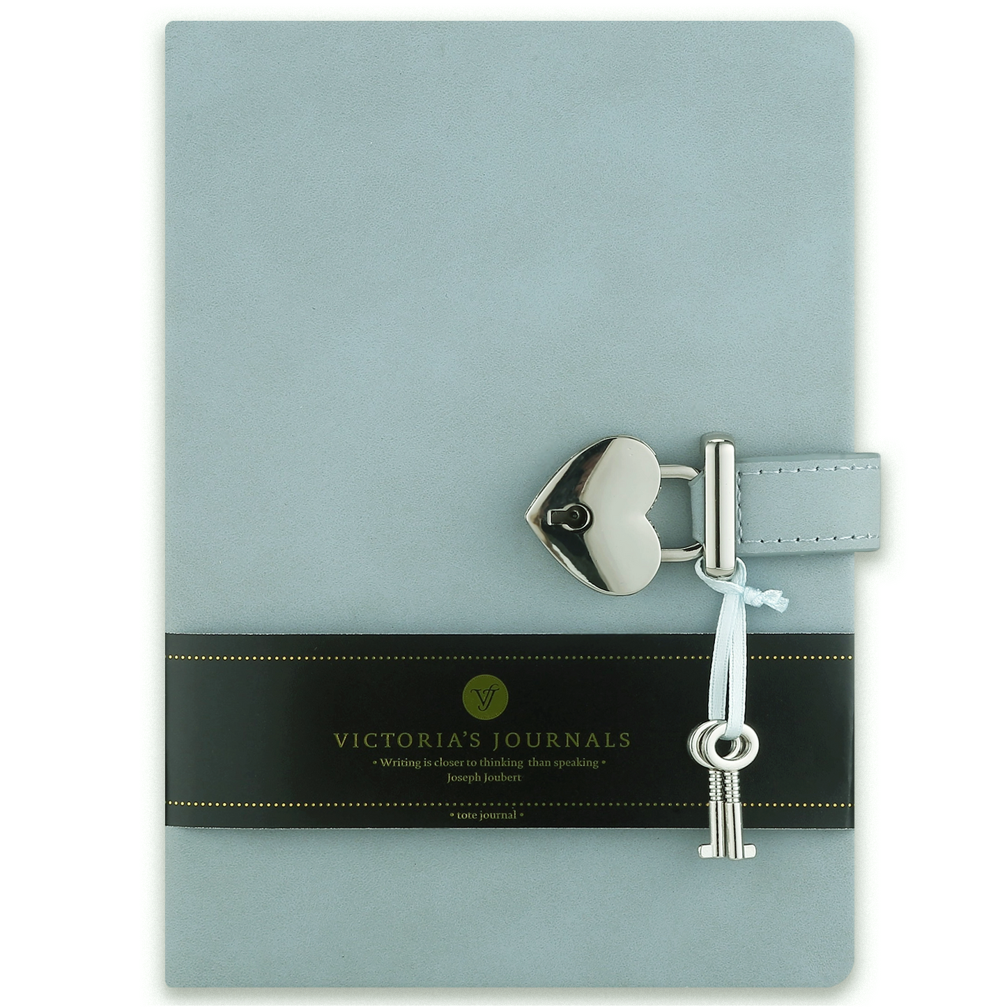 Heart-Lock Journal – Pastel Blue Vegan Leather, 320 Pages
