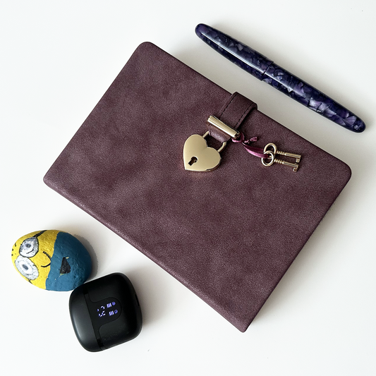 Heart-Lock Journal – Dusty Plum Vegan Leather, 320 Pages