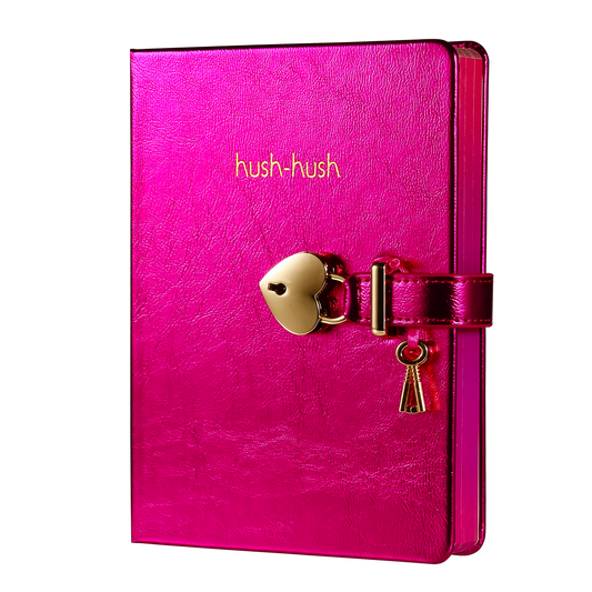 Heart Shaped Lock Journal with Key for Girls, Vegan Leather Cover, 320 pages, Iridescent Lilac Cute Locking Secret Notebook College-ruled – Victoria's Journals magenta