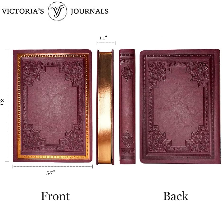 Victoria's Journals Vintage Style Diary for Men and Women  Journal Hard Cover (Burgundy)