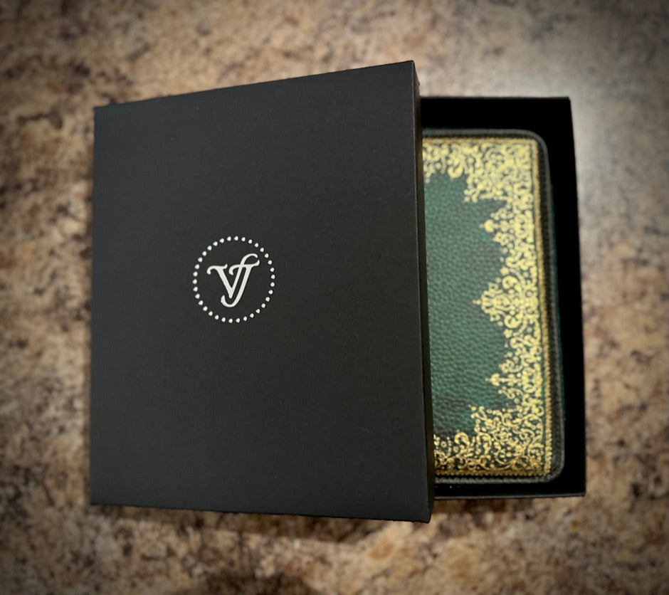 Zippered Vegan Leather Portfolio Diary (Vintage Green)
