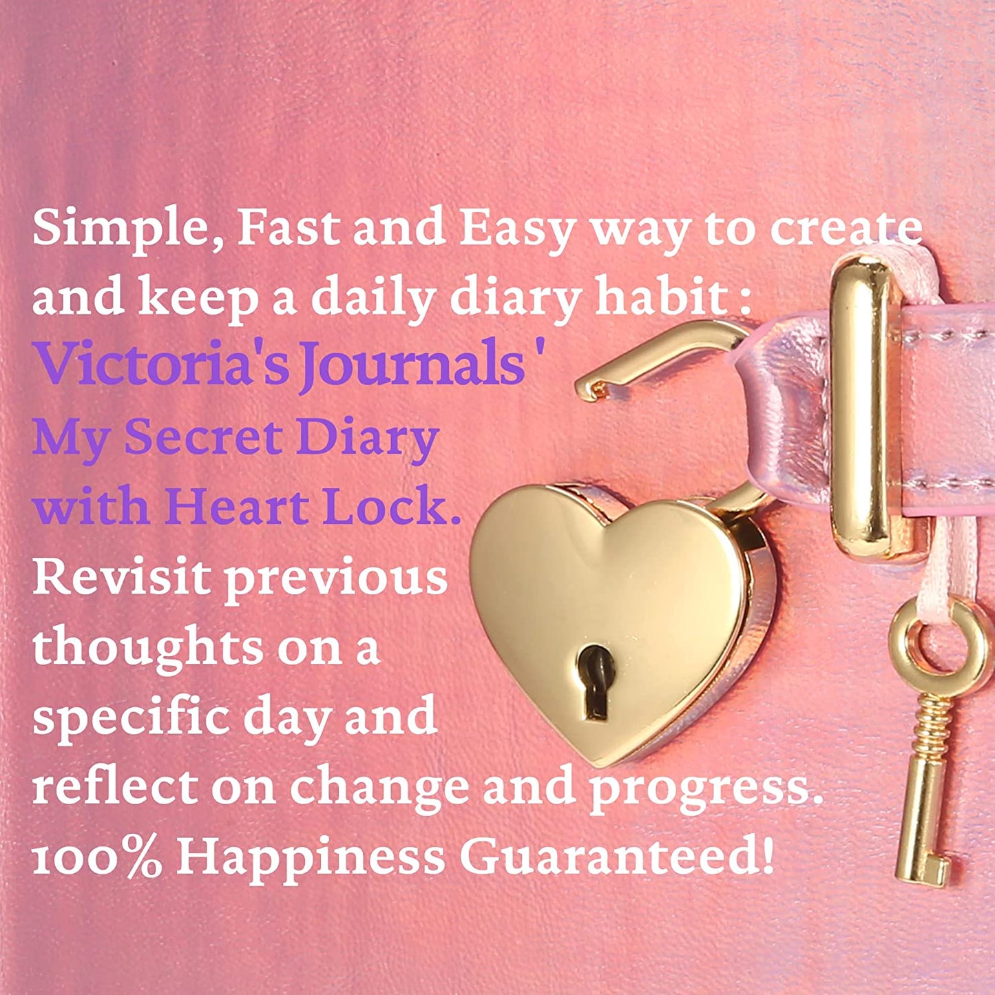 Heart Lock Journal for Girls, Teens and Tweens with Pencil Case (Pastel Pink)
