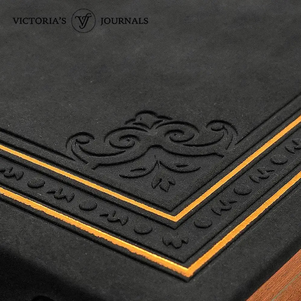 Victoria's Journals Vintage Style Diary BLANK – Writing, Note Taking, Poetry, Travel, 256p. (Black)