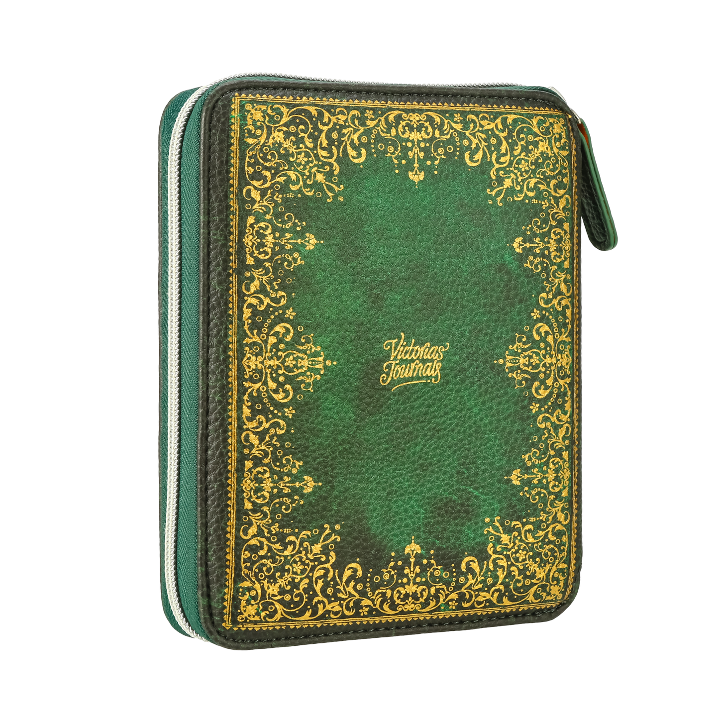 Zippered Vegan Leather Portfolio Diary (Vintage Green)