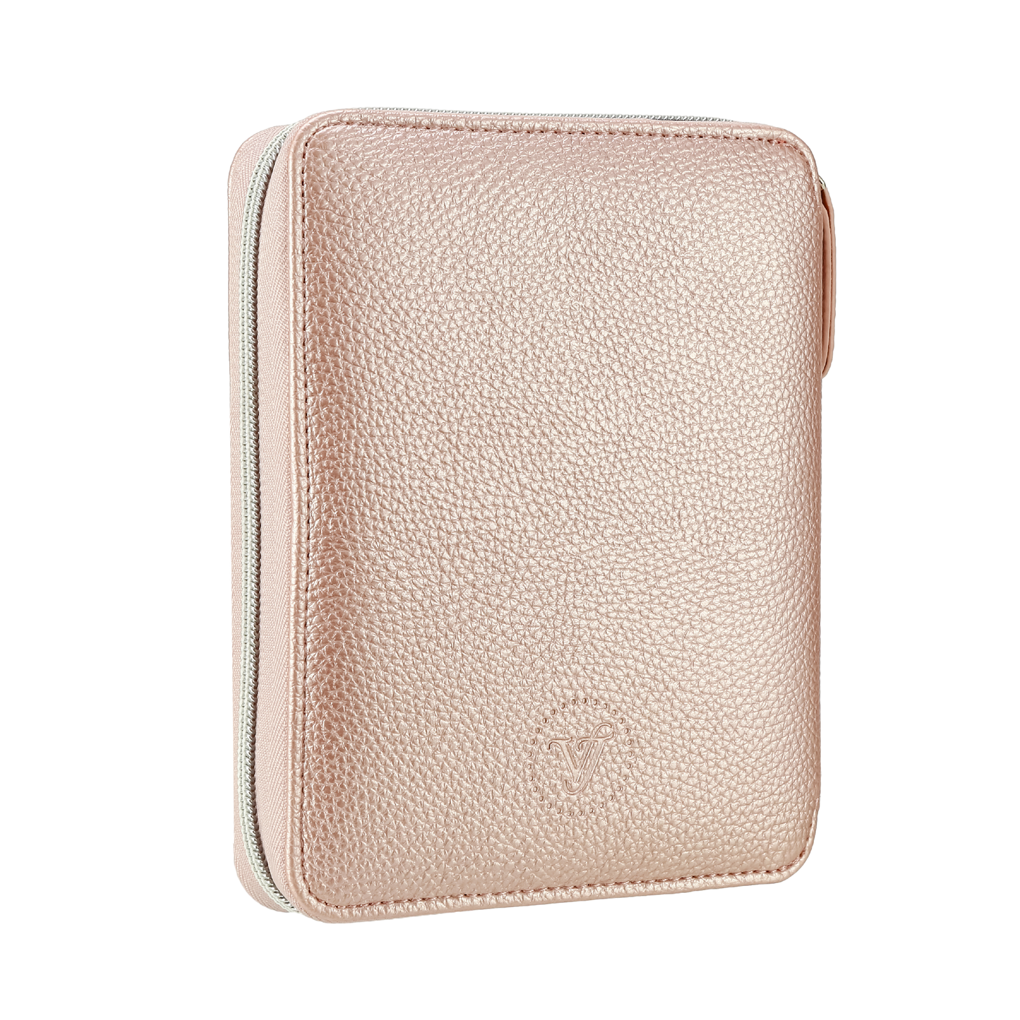 Zippered Vegan Leather Portfolio Notebook / Diary (Rose Gold)