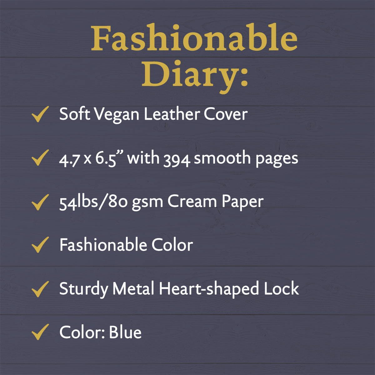 5 Year Heart-Lock Diary for Women and Girls (Blue)