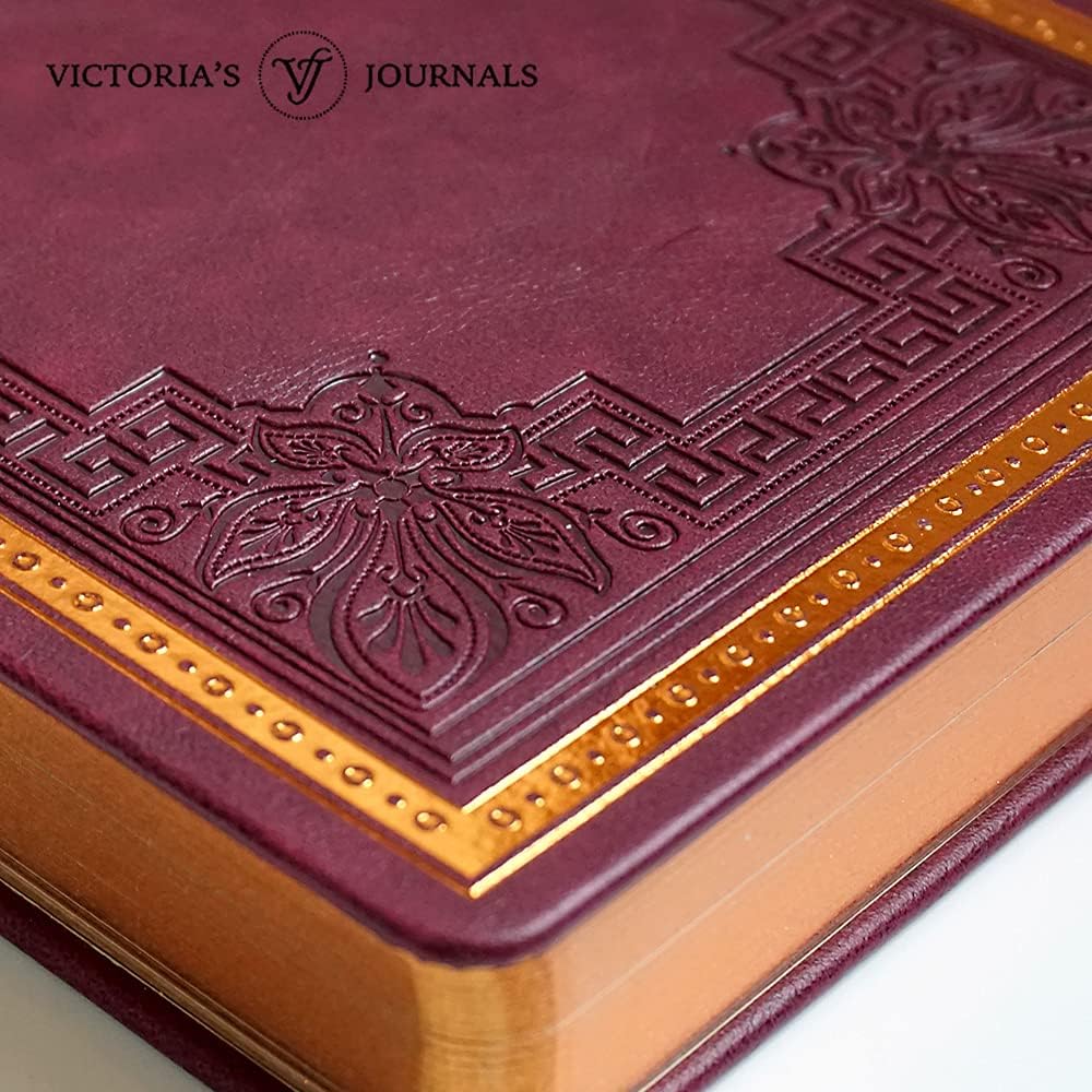 Victoria's Journals Vintage Style Diary for Men and Women  Journal Hard Cover (Burgundy)