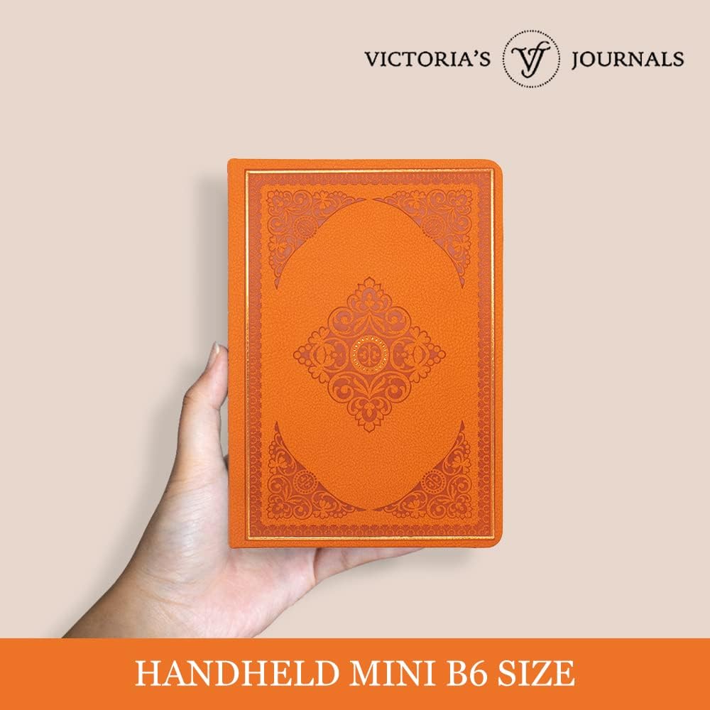 Vintage Style Diary for Men and Women Renaissance Journal Vegan Leather (Orange)