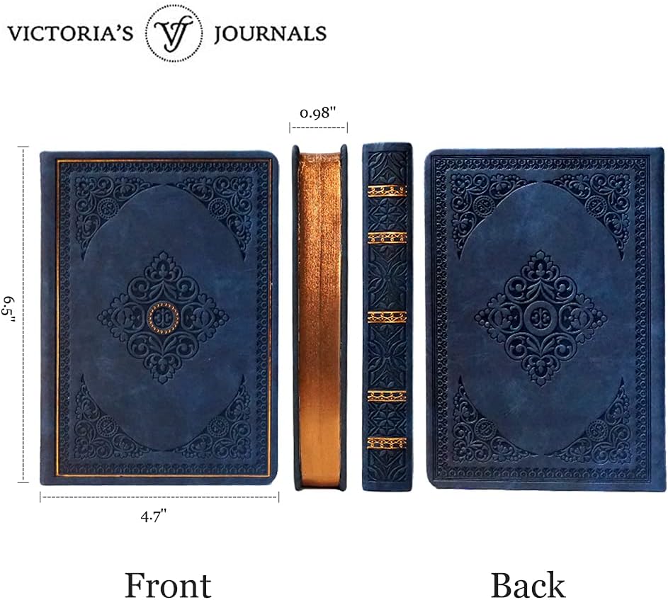 Vintage Style Diary for Men and Women Renaissance Journal Vegan Leather (Matte Blue)