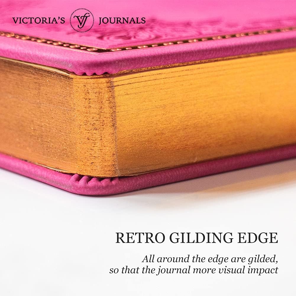 Victoria's Journals Vintage Style Diary for Men and Women – Use it for Writing, Note Taking, Poetry, Travel, Gratitude, Mindfulness, Self-Help, Daily Affirmations or a Prayer Journal 320p. (Pink)