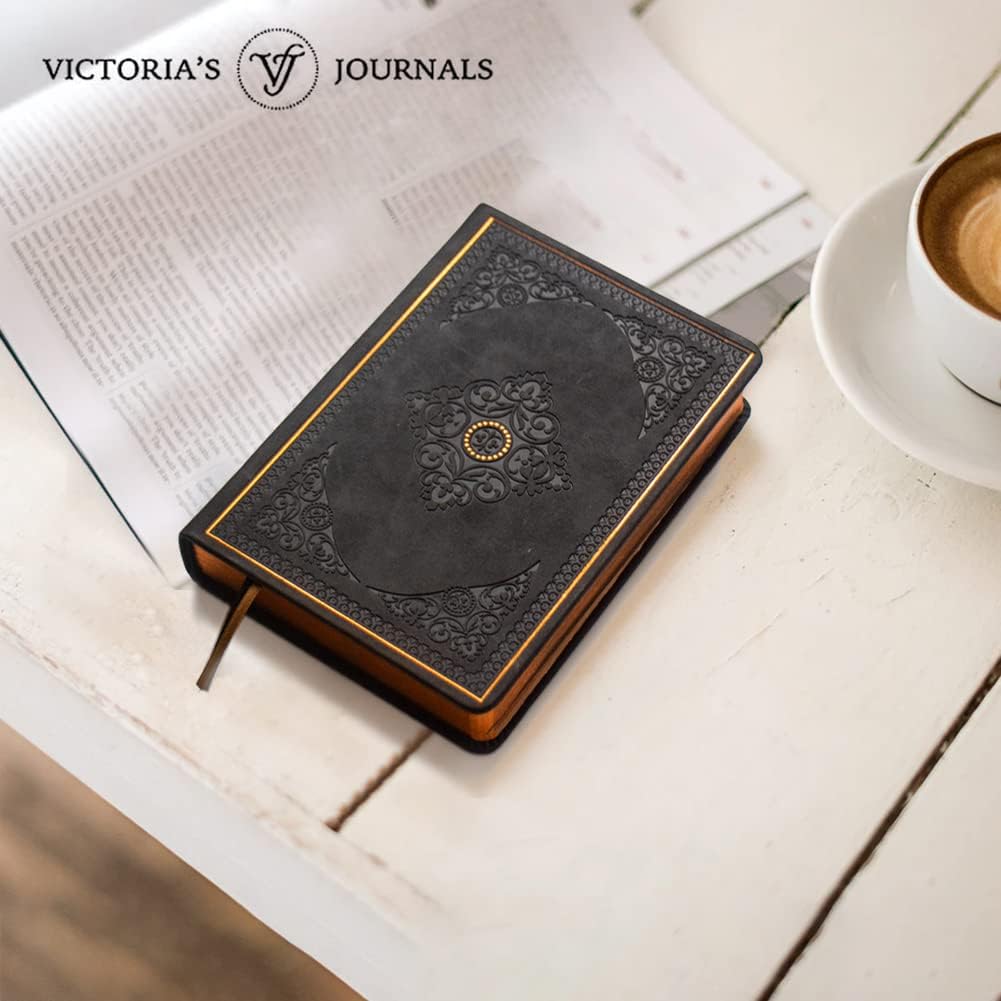 Vintage Style Diary for Men and Women Renaissance Journal Vegan Leather (Matte Black)