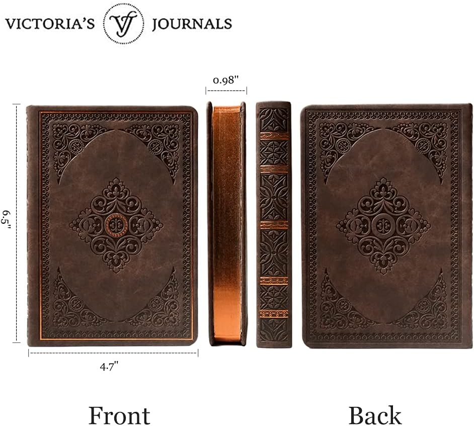 Vintage Style Diary for Men and Women Renaissance Journal Vegan Leather (Matte Brown)