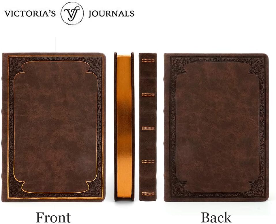 Victoria's Journals Vintage Style Diary BLANK – Gratitude, Mindfulness, Self-Help, Daily Affirmations or a Prayer Journal 256p. (Matte Brown)