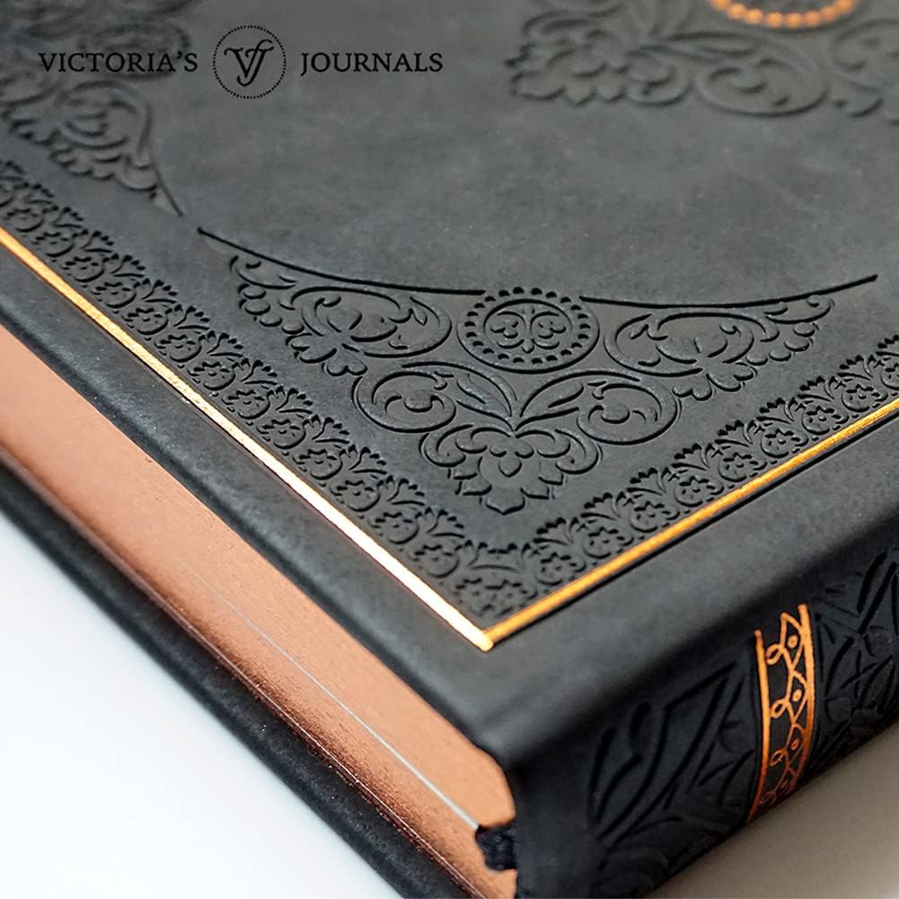 Vintage Style Diary for Men and Women Renaissance Journal Vegan Leather (Matte Black)