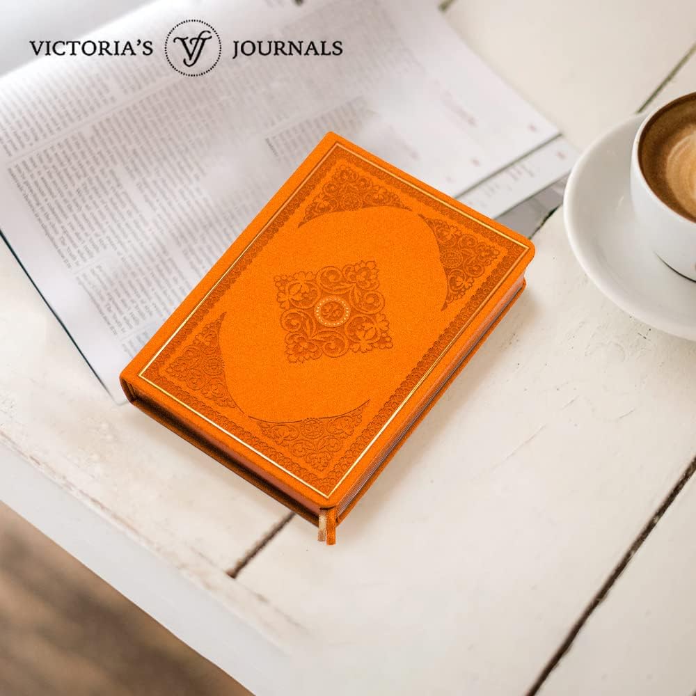 Vintage Style Diary for Men and Women Renaissance Journal Vegan Leather (Orange)